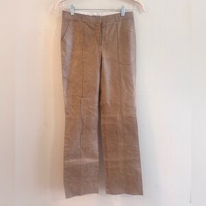 Vince Tan Leather Straight Leg Pants, Size 6